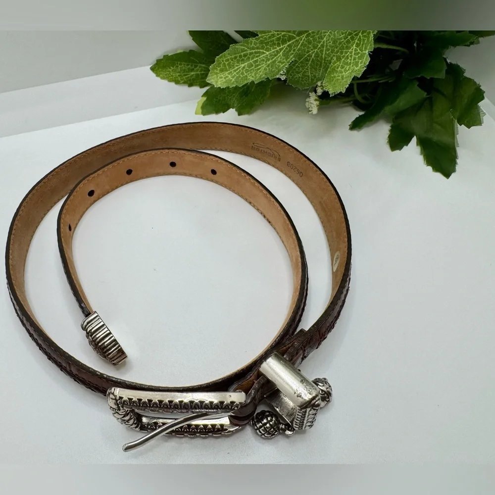 Vintage Brighton Women's  Brown Leather Belt Embelishments